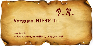 Vargyas Mihály névjegykártya
